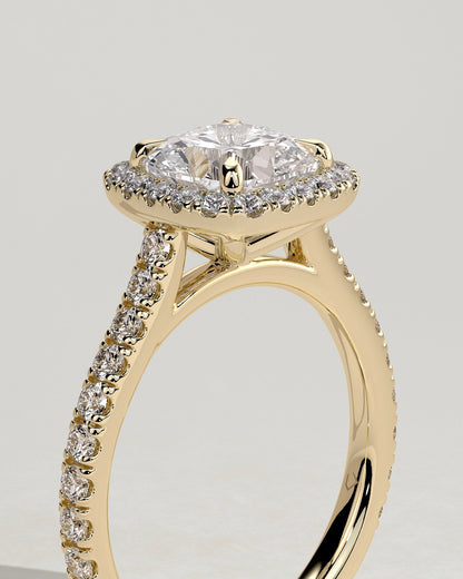 Round Halo, Pave & Split Shank Engagement Ring – 1.93 CT Lab Grown Diamond