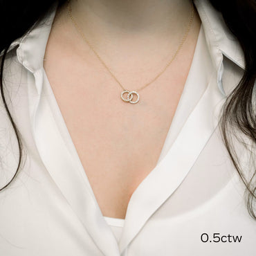 1.50 CT Round Moissanite Diamond Double Circle Pendant Necklace in Solid Gold 6