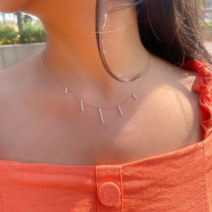 0.60 TCW Round Moissanite Diamond Bar Necklace in Solid Gold 2