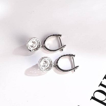 1.30 TCW Round Cut Moissanite Drop Earrings in Gold 8