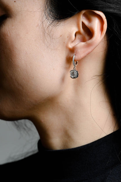 1.0 TCW Round Cut Moissanite Halo Drop Earrings in Gold 4