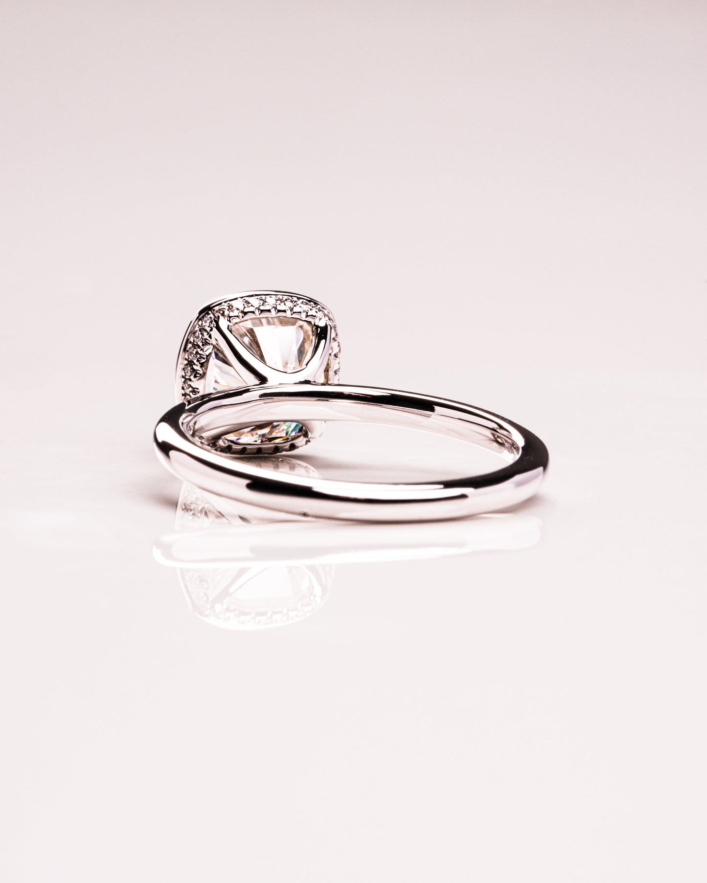 2.15 CT Cushion Hidden Halo Bezel Lab Grown Diamond Engagement Ring