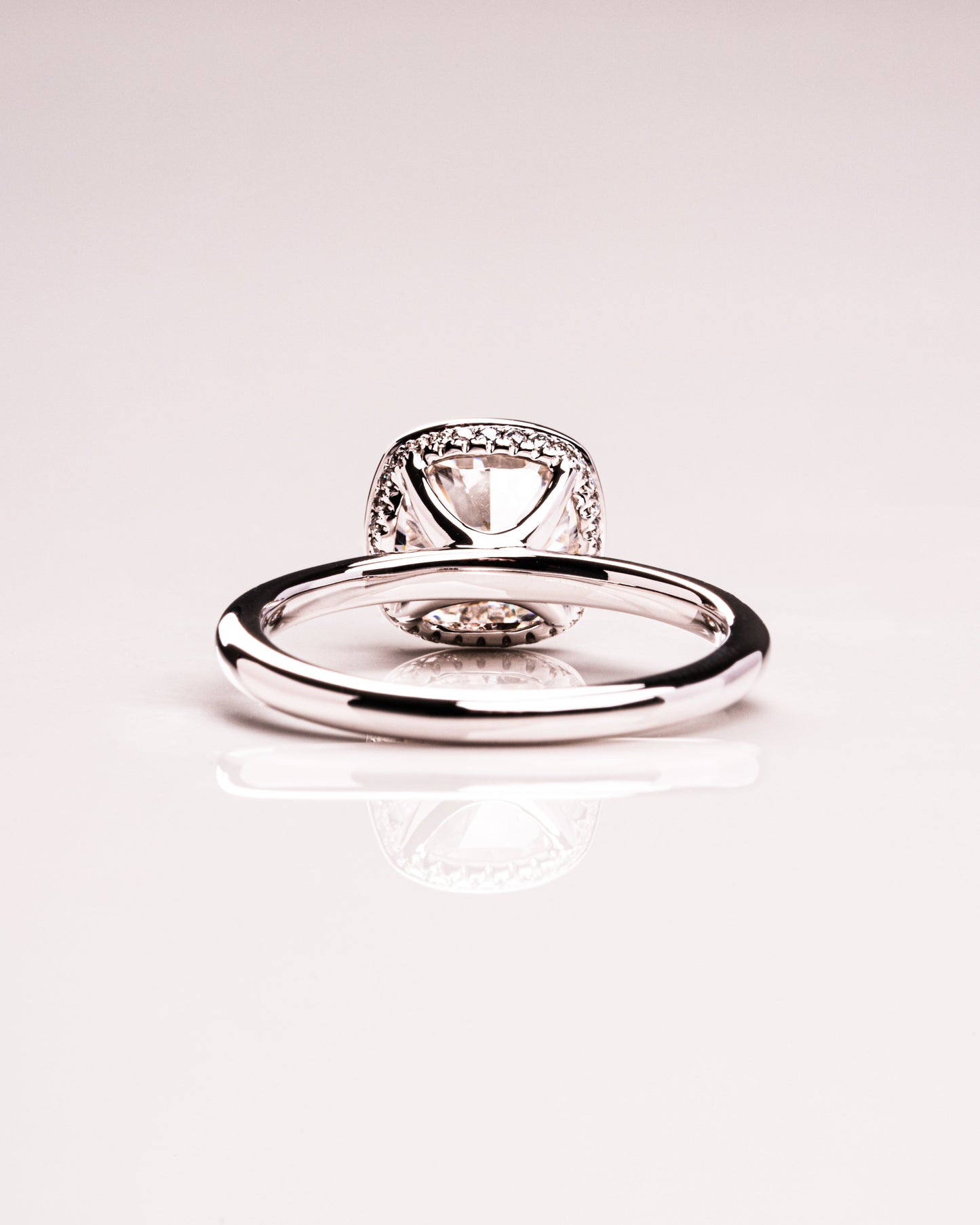 2.15 CT Cushion Hidden Halo Bezel Lab Grown Diamond Engagement Ring