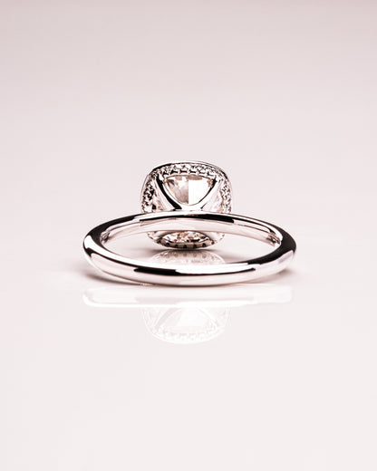 2.15 CT Cushion Hidden Halo Bezel Lab Grown Diamond Engagement Ring