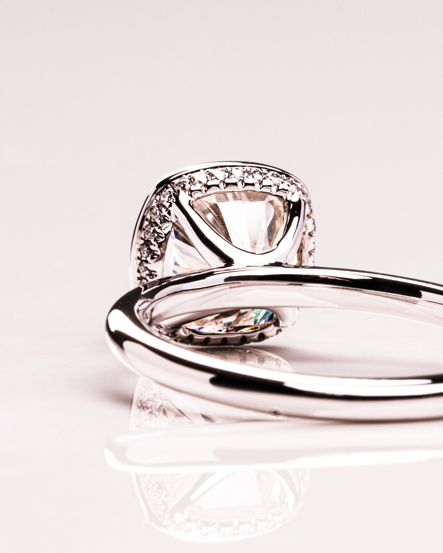 2.15 CT Cushion Hidden Halo Bezel Lab Grown Diamond Engagement Ring