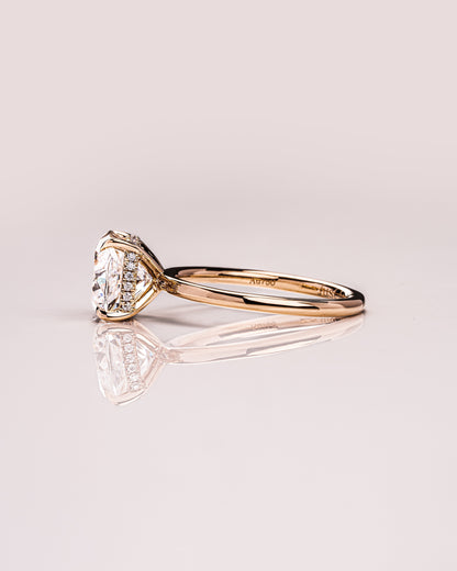 2.15 CT Cushion Cut Lab Grown Diamond Engagement Ring With Hidden Halo Setting