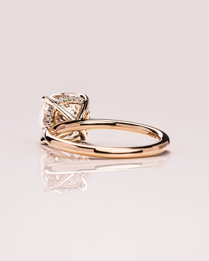 2.15 CT Cushion Cut Lab Grown Diamond Engagement Ring With Hidden Halo Setting