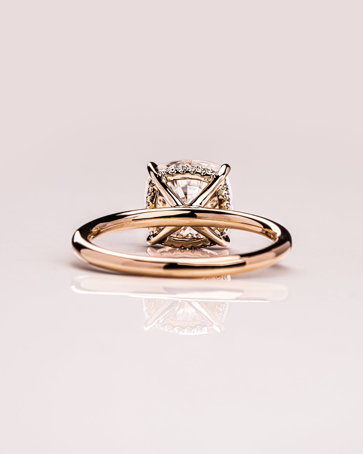 2.15 CT Cushion Cut Lab Grown Diamond Engagement Ring With Hidden Halo Setting