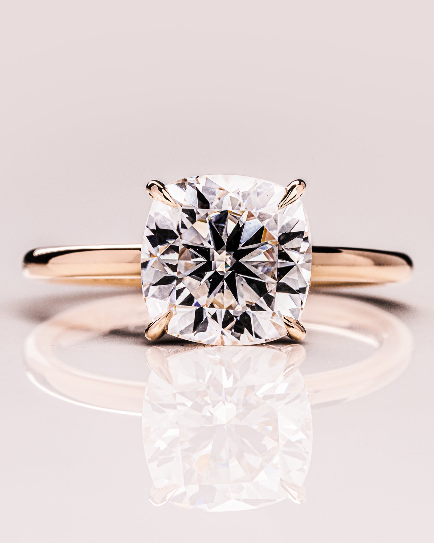 2.15 CT Cushion Cut Lab Grown Diamond Engagement Ring With Hidden Halo Setting