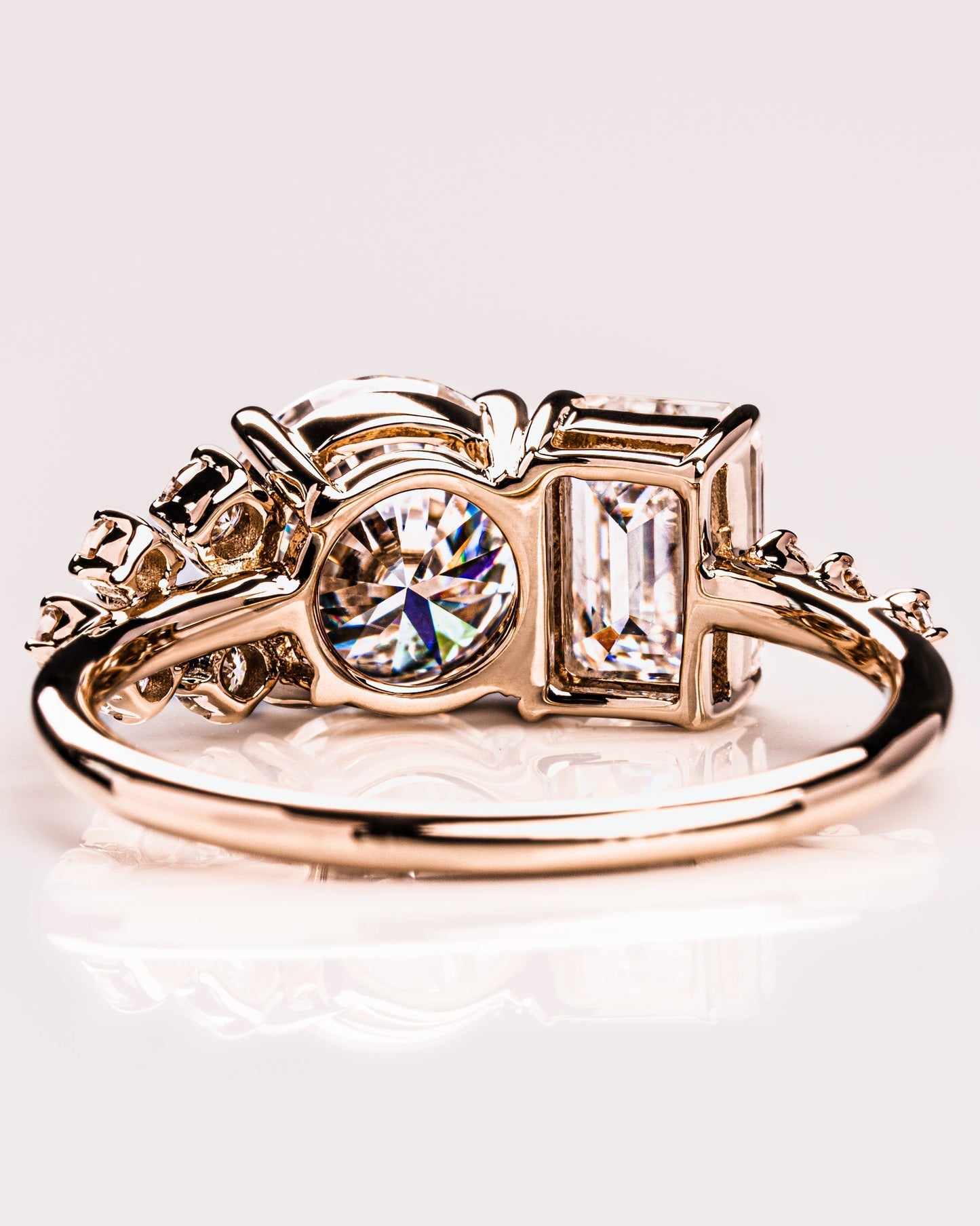 2.80 CT Emerald & Round Cut Toi Et Moi Lab Grown Diamond Engagement Ring