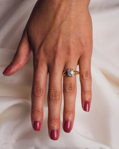 1.6 CT Emerald Bezel & Split Shank Style Lab Grown Diamond Engagement Ring