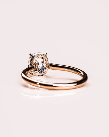 0.96 CT Cushion Hidden Halo Lab Grown Diamond Engagement Ring