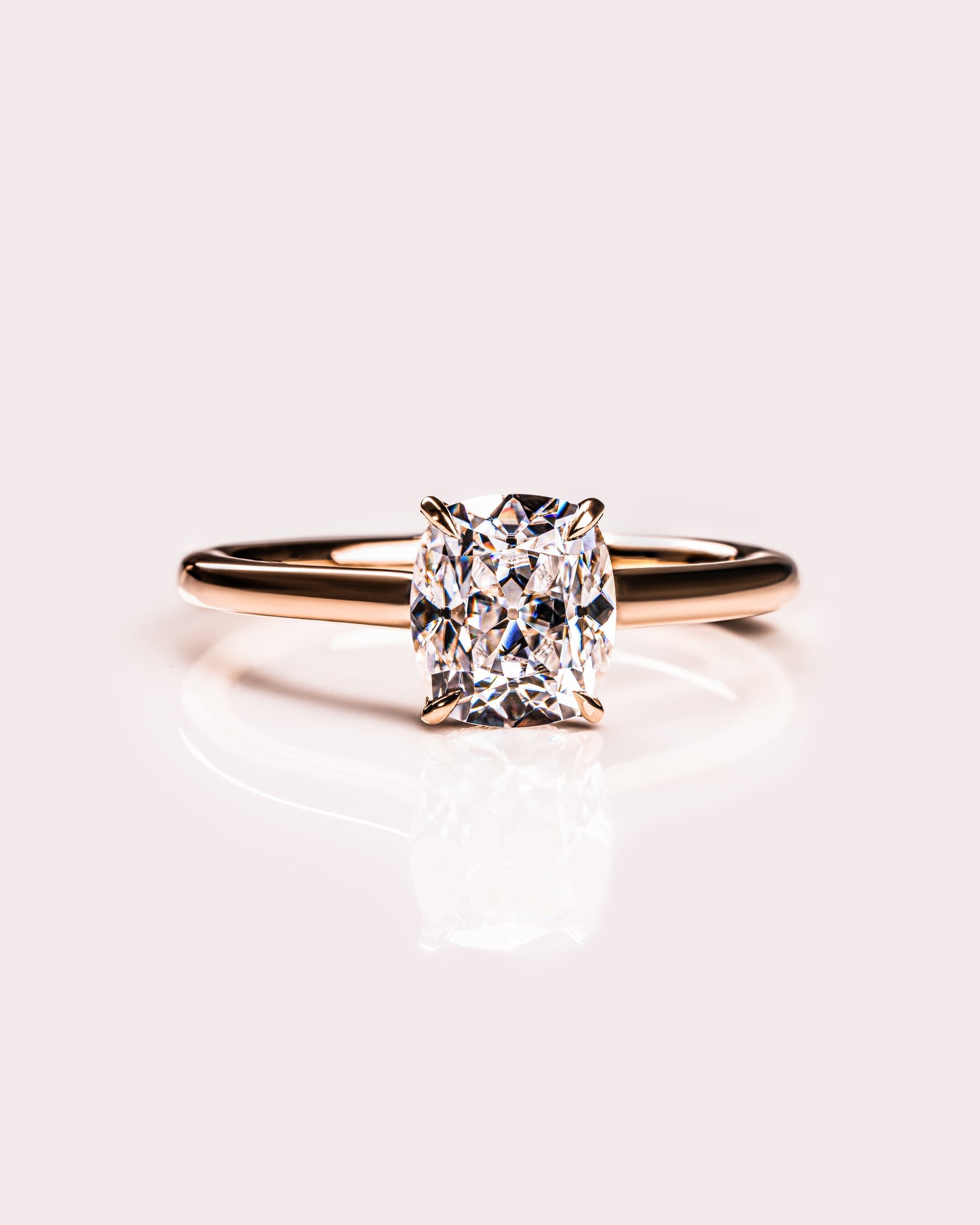 0.96 CT Cushion Hidden Halo Lab Grown Diamond Engagement Ring
