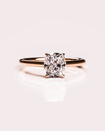 0.96 CT Cushion Hidden Halo Lab Grown Diamond Engagement Ring