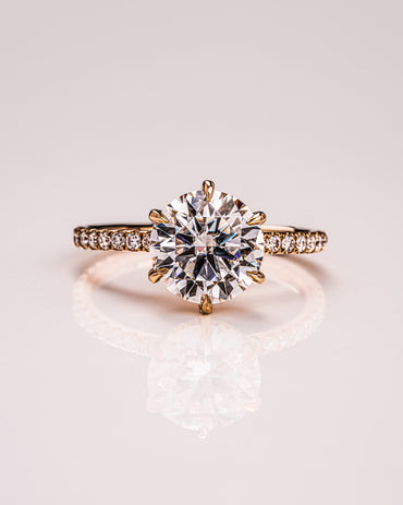 2.75 CT Round Cut Hidden Halo Setting Lab Grown Diamond Engagement Ring