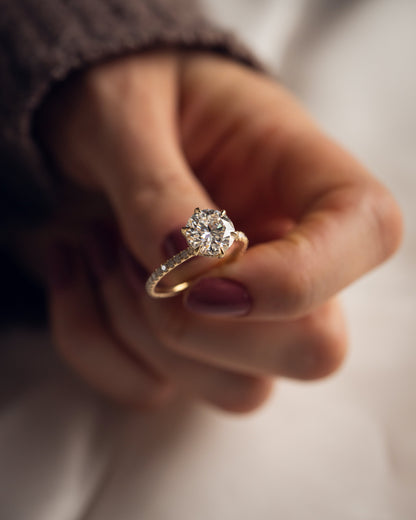 2.75 CT Round Cut Hidden Halo Setting Lab Grown Diamond Engagement Ring