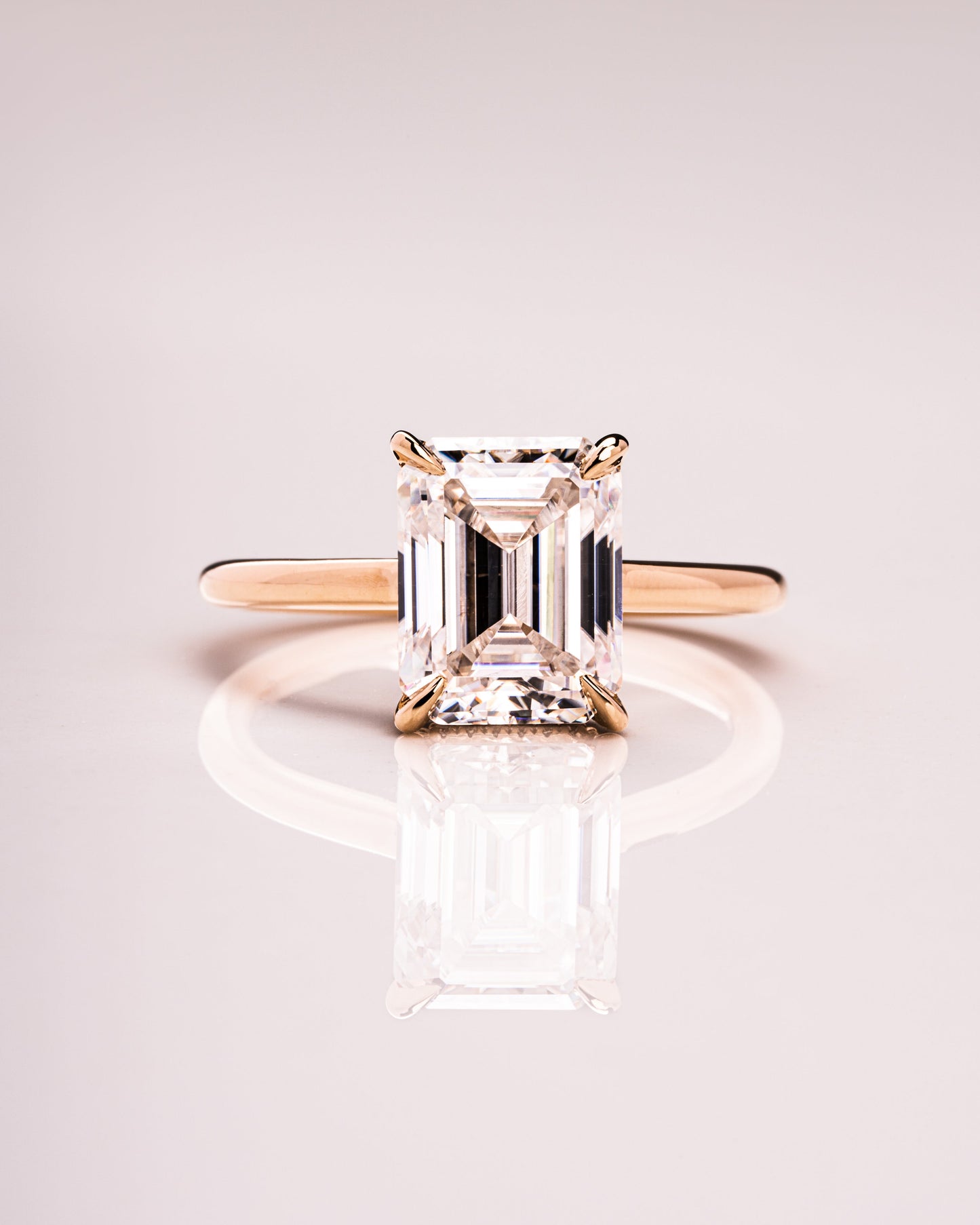 2.30 CT Emerald Cut Lab Grown Diamond Engagement Ring With Hidden Halo Setting