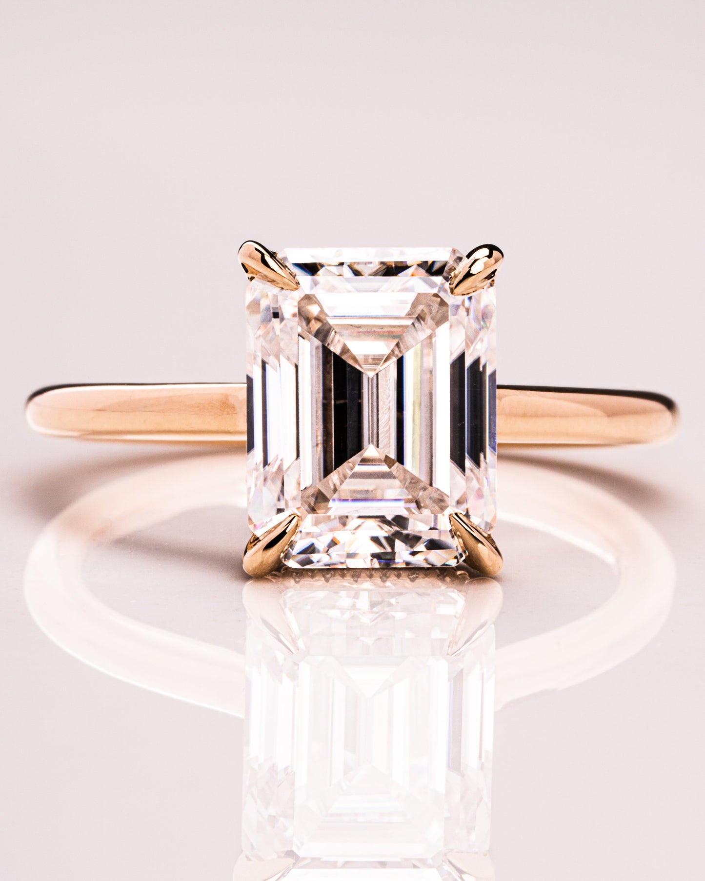 2.30 CT Emerald Cut Lab Grown Diamond Engagement Ring With Hidden Halo Setting