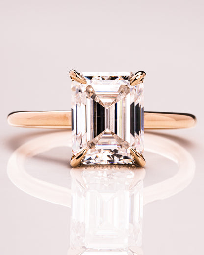 2.30 CT Emerald Cut Lab Grown Diamond Engagement Ring With Hidden Halo Setting