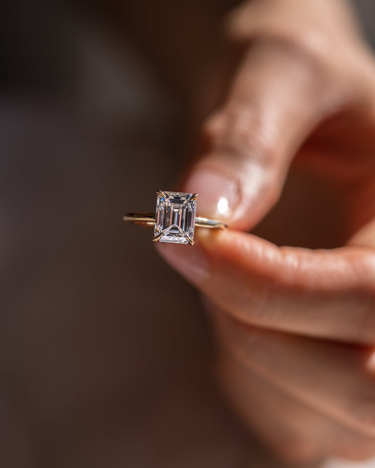 2.30 CT Emerald Cut Lab Grown Diamond Engagement Ring With Hidden Halo Setting
