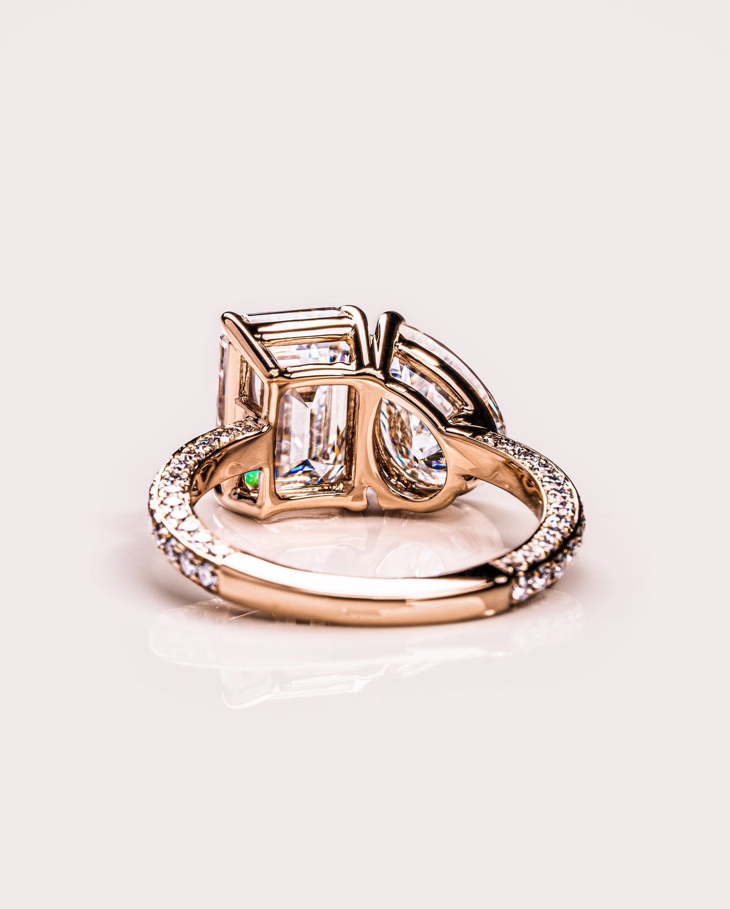 2.25 CT Emerald & Pear Toi Et Moi Lab Grown Diamond Engagement Ring