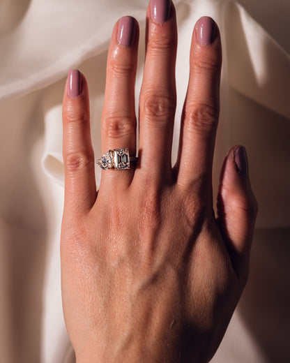 2.25 CT Emerald & Pear Toi Et Moi Lab Grown Diamond Engagement Ring