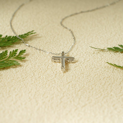 0.50 CT Round Moissanite Diamond Cross Pendant Necklace in Solid Gold 9