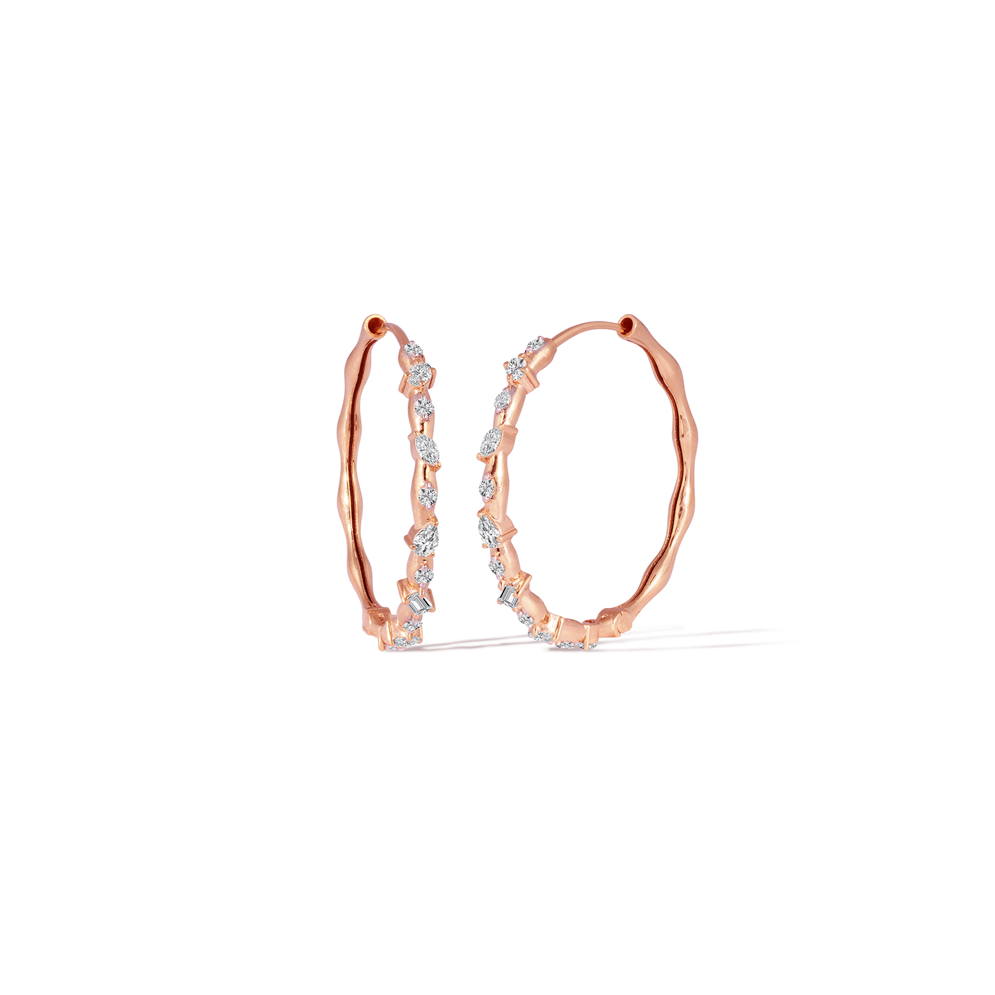 1.90 TCW Round Cut Moissanite Fancy Hoops Earrings in Gold 5