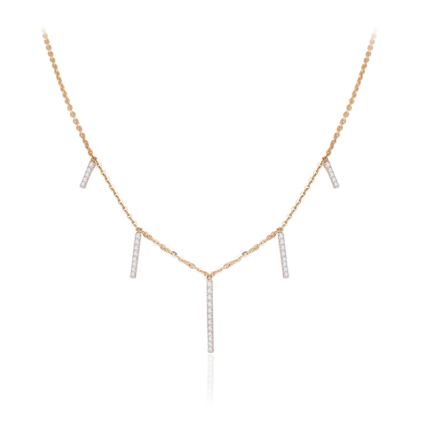 0.60 TCW Round Moissanite Diamond Bar Necklace in Solid Gold 4