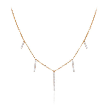 0.60 TCW Round Moissanite Diamond Bar Necklace in Solid Gold 4