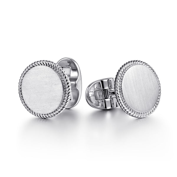 Round Twisted Rope Trim Cufflinks For Men