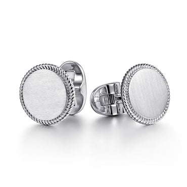 Round Twisted Rope Trim Cufflinks For Men