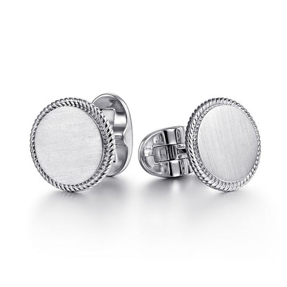 Round Twisted Rope Trim Cufflinks For Men