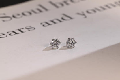 0.70 TCW Round Cut Moissanite Stud Earrings in Gold 1
