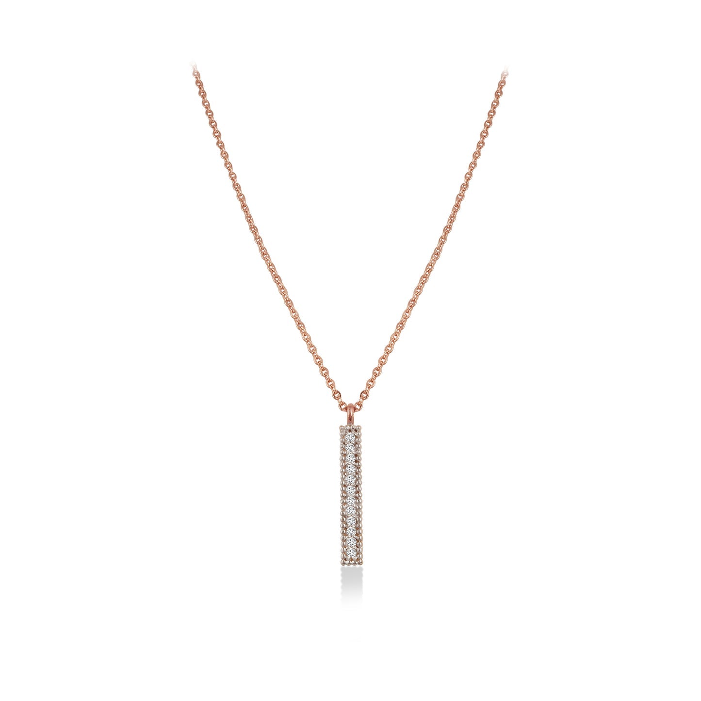 0.50 CT Round Moissanite Diamond Bar Pendant Necklace in Solid Gold 1