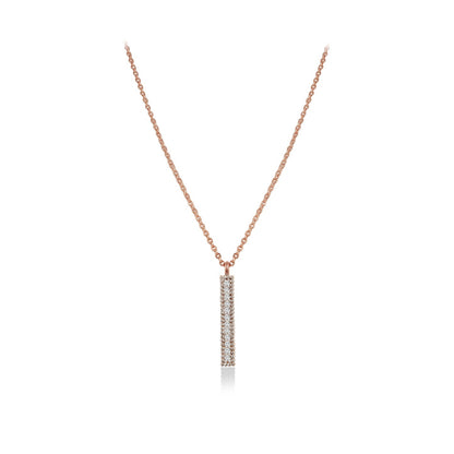 0.50 CT Round Moissanite Diamond Bar Pendant Necklace in Solid Gold 1