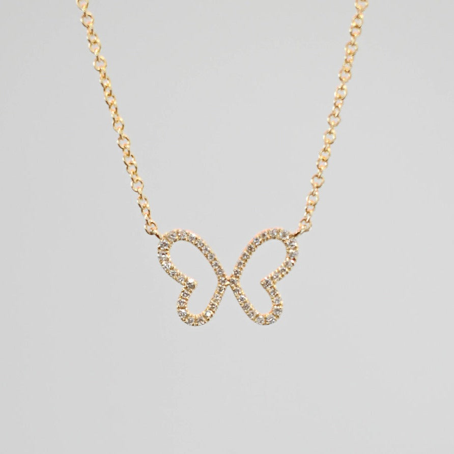 0.50 TCW Moissanite Diamond Butterfly Pendant Necklace in Solid Gold 3