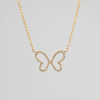 0.50 TCW Moissanite Diamond Butterfly Pendant Necklace in Solid Gold 3