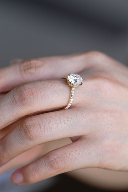Stunning 1.0 - 2.0 CT Oval Moissanite Engagement Ring with Hidden Halo Design 4