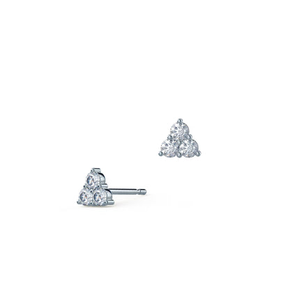 0.30 TCW Round Cut Moissanite Three Stone Stud Earrings in Gold 6