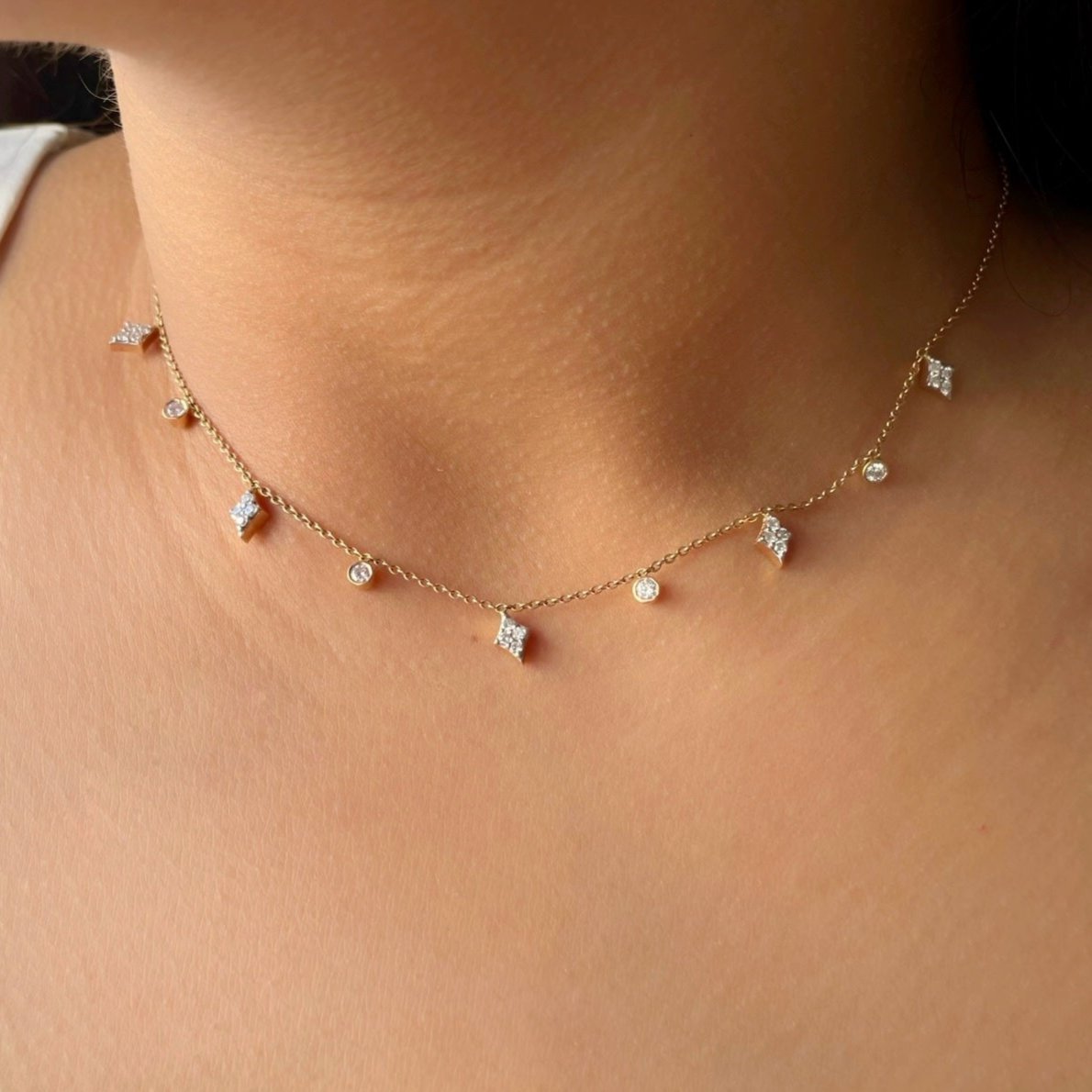 1.0 TCW Round Moissanite Diamond Necklace in Solid Gold 9