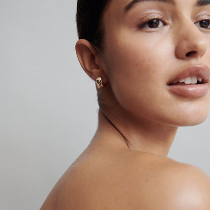 Wide Gold Huggies Earrings in Gold 5