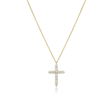 1.87 CT Round Moissanite Diamond Cross Pendant Necklace in Solid Gold 1