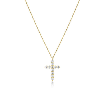 1.87 CT Round Moissanite Diamond Cross Pendant Necklace in Solid Gold 1