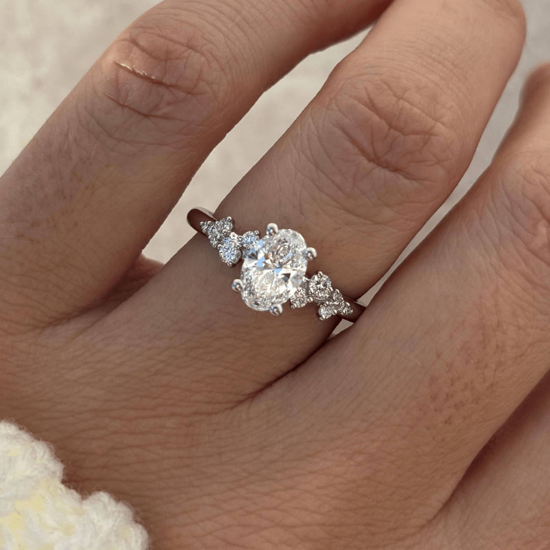 Marquise Shaped Three Stone Lab Grown Diamond Engagement Ring