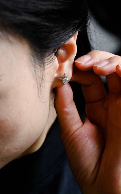 0.70 TCW Round Cut Moissanite Stud Earrings in Gold 2