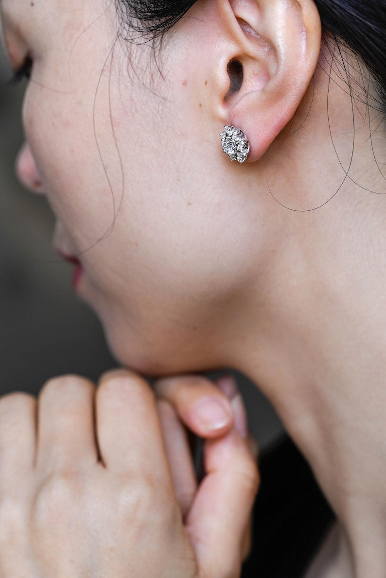 0.50 TCW Round Cut Moissanite Halo Earrings in Gold 4