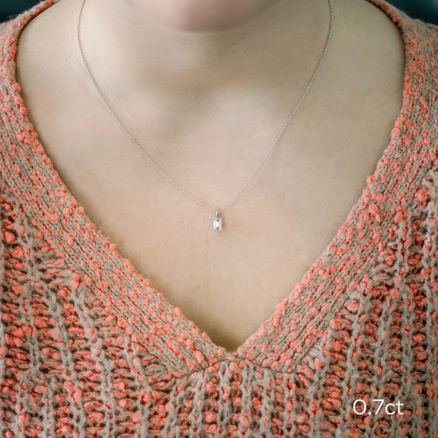 1.0 CT Emerald Cut Moissanite Diamond Solitaire Pendant Necklace in Solid Gold 4