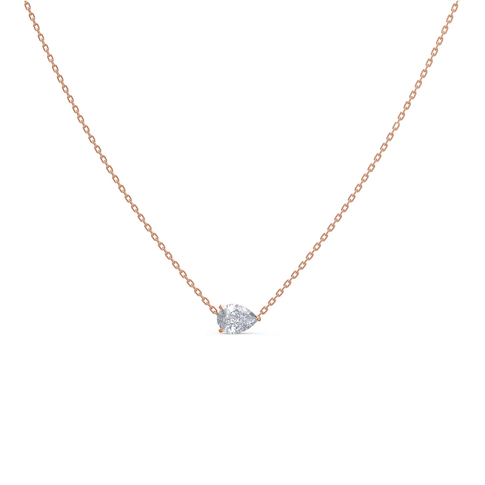 1.0 CT East West Pear Cut Moissanite Diamond Solitaire Pendant Necklace in Solid Gold 6
