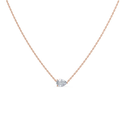 1.0 CT East West Pear Cut Moissanite Diamond Solitaire Pendant Necklace in Solid Gold 6